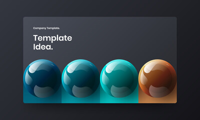 Creative realistic spheres magazine cover illustration. Vivid booklet vector design concept.