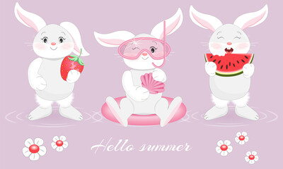 Obraz na płótnie Canvas Funny rabbit. The symbol of 2023. Hello summer