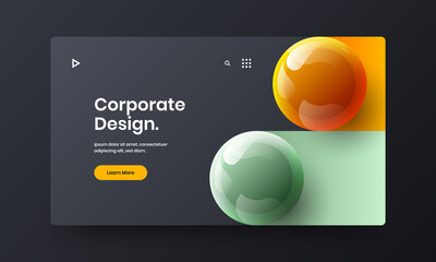 Simple corporate brochure vector design concept. Minimalistic 3D spheres company cover template.