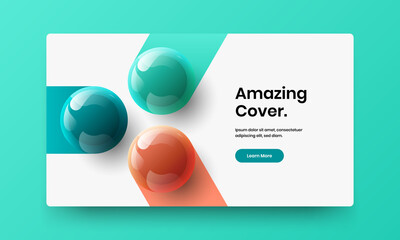 Trendy cover design vector template. Multicolored 3D balls booklet concept.