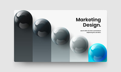Fresh realistic spheres landing page concept. Simple brochure vector design layout.
