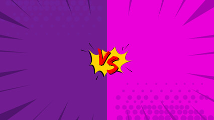 Comic book versus template background - Pop art style - Illustration - Purple theme.