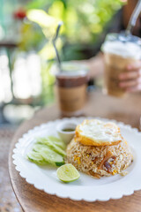 Chocolate Carrot Cake and Coffee at a Beautiful Garden Cafe in Seoul, South Korea	
