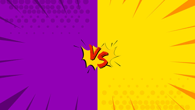 Comic book versus template background - Pop art style - Illustration - Purple & yellow.