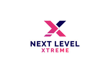 next sign with letter X logo design vector illustration.