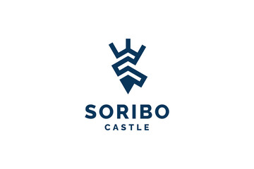 Castle wall with letter S logo design vector illustration.