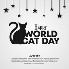 World cat day background with silhouette cat