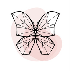 Butterfly on an abstract background. Hand drawn vector illustration.