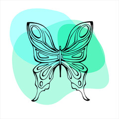 Butterfly on an abstract background. Hand drawn vector illustration.