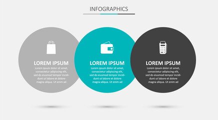 Set Wallet, Paper shopping bag and POS terminal. Business infographic template. Vector
