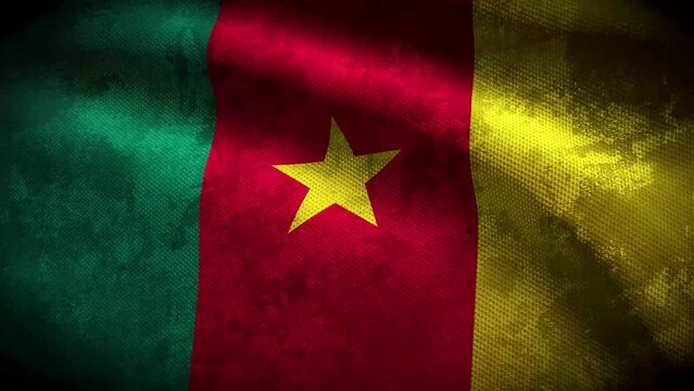 Cameroon grunge flag - loop animation
