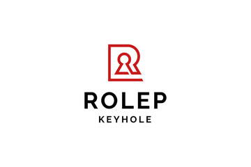 Key hole with letter R logo design vector illustration.