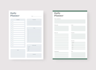 Daily planner template. Set of planner and to do list. Modern planner template set. Vector illustration. 