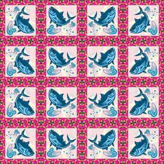 The Bluefin Tuna Design in Seamless Pattern