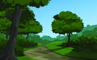Obraz premium trees in the park with dirt road