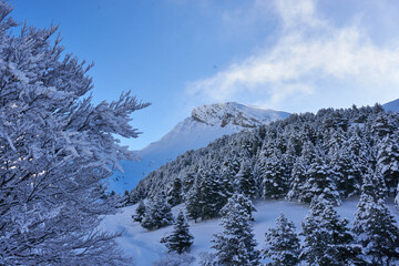 Snow landscape close the the Collarada summint in the Pyrenees