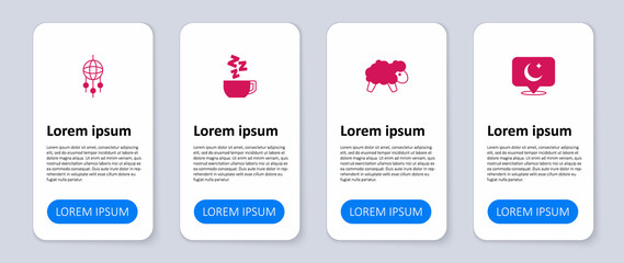 Set Moon and stars, Sheep, Chamomile tea and Dream catcher with feathers. Business infographic template. Vector