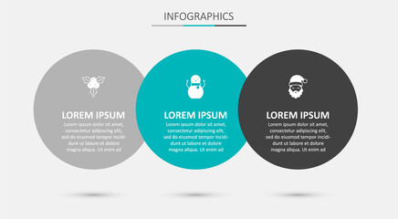 Set Christmas snowman, Branch viburnum and Santa Claus hat and beard. Business infographic template. Vector