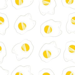 Seamless pattern of broken eggs and scrambled eggs