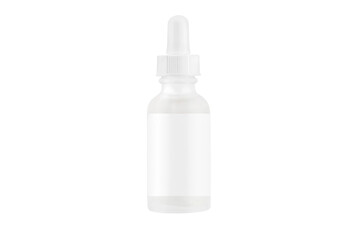 Fototapeta na wymiar Dropper bottle mock up isolated on a white background. Blank label. Cosmetic glass empty bottles for liquid drug. Transparent template. Antiseptic hand sanitizer spray, antibacterial alcohol liquid.