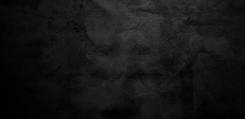 Scary wall Black stone concrete texture background, Dark grey black horror cement texture for background