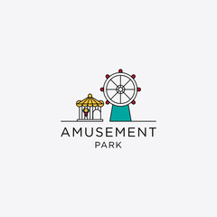 Amusement Park logo design template. Graphic design vector illustration