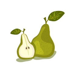 Green pear isolated on white background clipart