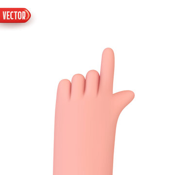 Hand human gesture index finger up. shows indicates symbol. Realistic 3d design In cartoon style. Icon isolated on white background. Vector illustration