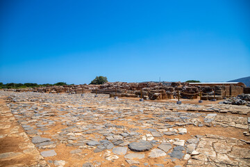 Ancient archaeological site in Crete with stone ruins