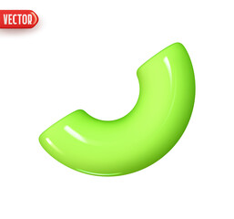 Half part donut torus geometric element. Realistic 3d design In plastic cartoon style. Icon isolated on white background. Vector illustration