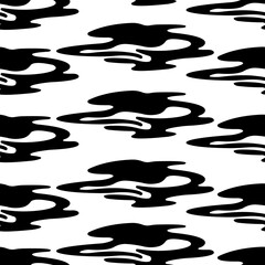 Seamless pattern with black abstract strokes on a white background. Design is suitable for wallpaper, textiles, bedding, printing on T-shirts, clothing, product packaging. Vector stock illustration