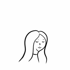 girl doodle black outline feminism emotion on face