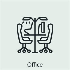 office icon vector icon.Editable stroke.linear style sign for use web design and mobile apps,logo.Symbol illustration.Pixel vector graphics - Vector