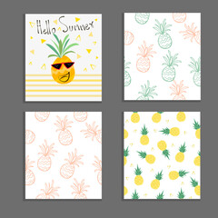 Fruit pattern collection, Pineapple background.tropical. Summer pattern. Colourful fruit background