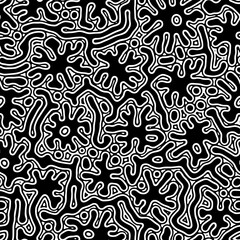 Vector seamless pattern. Free form organic shapes. Stylish structure of natural spots. Hand-drawn abstract background. Can be used as a tileable swatch. Monochrome spotty print.