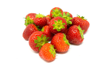 Strawberry on white background. Fresh sweet fruit closeup.