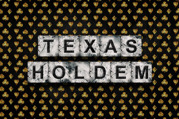 Texas Holdem, word on stone blocks, on a grunge, poker background with various grunge card...