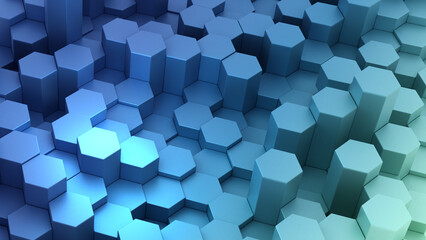 Arranged hexagon contemporary tech background 3d rendering