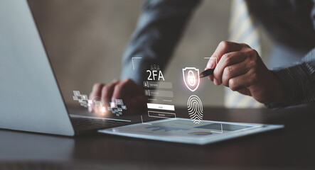 2FA increases the security of your account, Two-Factor Authentication laptop screen displaying a...