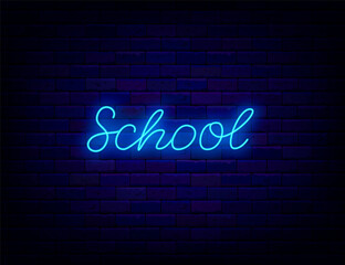 Obraz premium School neon lettering. Welcome to school sign. September activity. Vector stock illustration