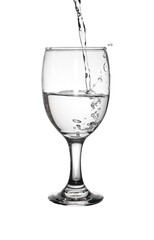 Pour water into a wine glass.