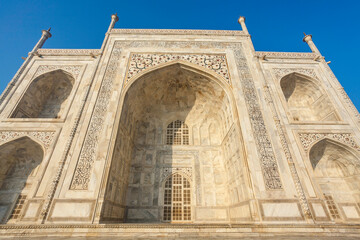 Fototapeta na wymiar Facade of the Taj Mahal in Agra, Uttar Pradesh, India, Asia