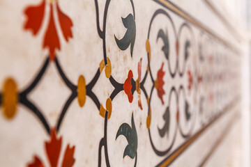 Rich decorated facade of the Taj Mahal in Agra, Uttar Pradesh, India, Asia