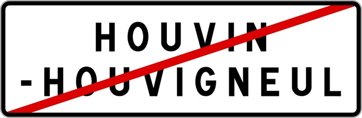 Panneau sortie ville agglomération Houvin-Houvigneul / Town exit sign Houvin-Houvigneul