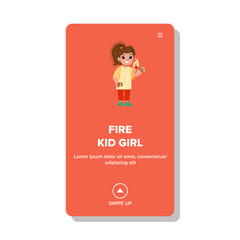 fire kid girl vector. danger home safety, bonfire accident, burn play fire kid girl web flat cartoon illustration