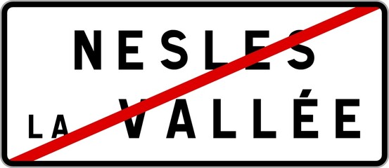 Panneau sortie ville agglomération Nesles-la-Vallée / Town exit sign Nesles-la-Vallée
