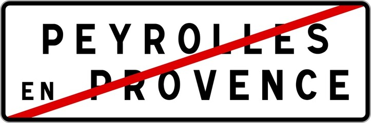 Panneau sortie ville agglomération Peyrolles-en-Provence / Town exit sign Peyrolles-en-Provence