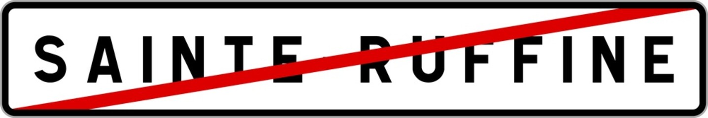 Fototapeta premium Panneau sortie ville agglomération Sainte-Ruffine / Town exit sign Sainte-Ruffine