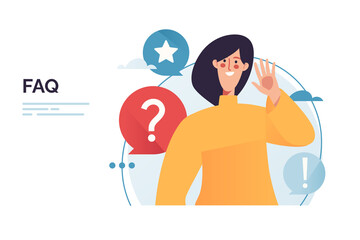 Vector illustration on the subject of customer online communication, questions and answers, support service