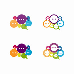 brain chat abstract logo set
